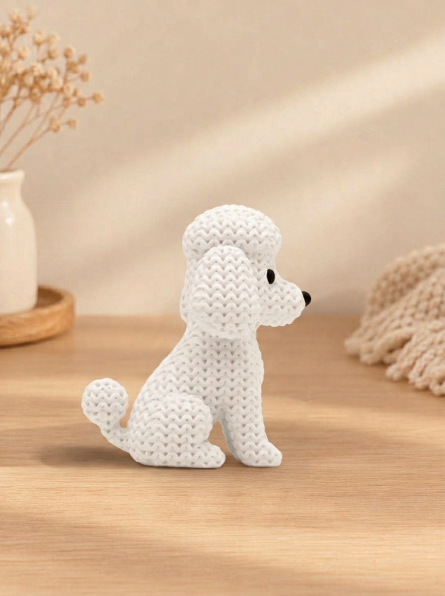 Figura de Caniche de 7 cm con rizos que imitan la lana