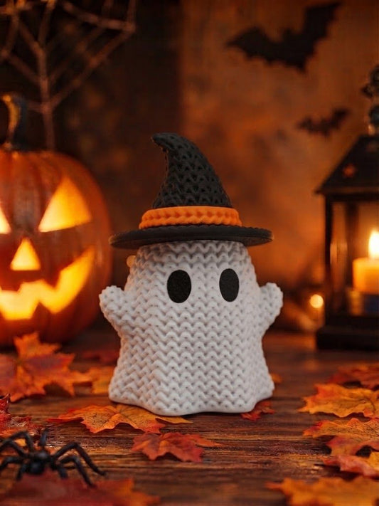 Figura Fantasma con sombrero de bruja efecto tejido – Halloween